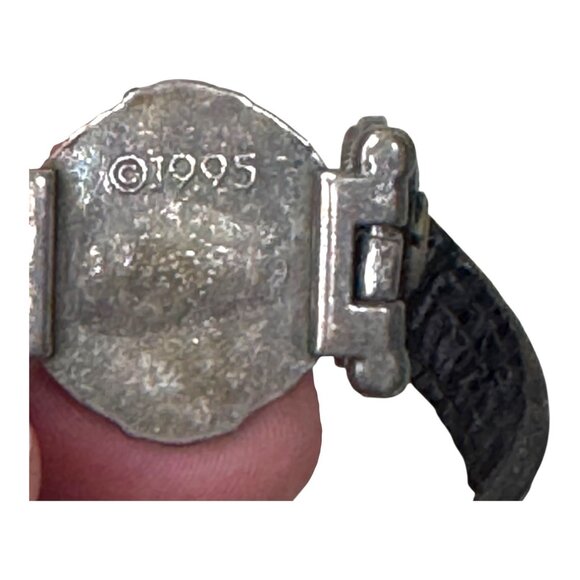 Brighton Vintage Coin Belt Strap Bracelet Gold Roman Black Signed 1995 Museum - Picture 4 of 9